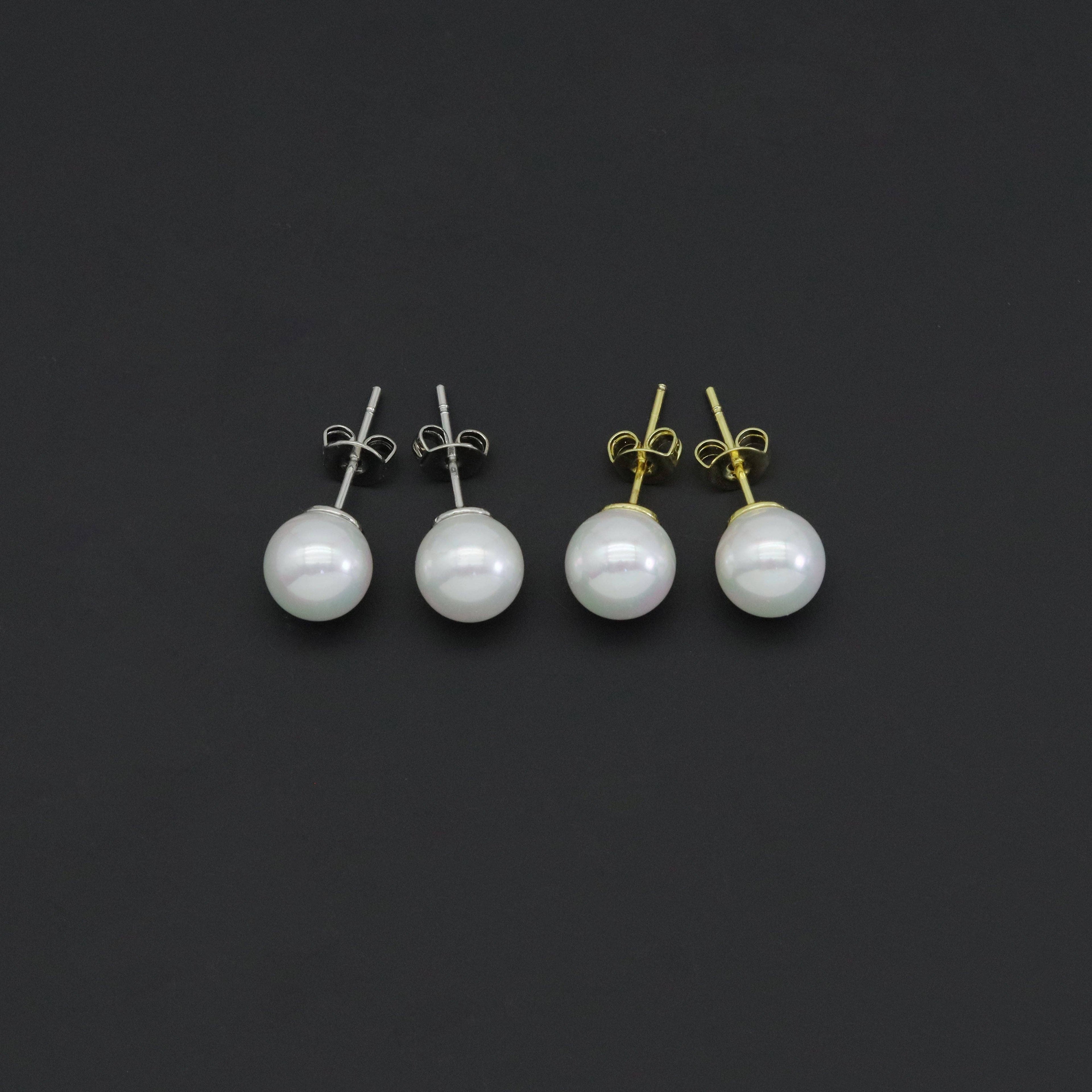 White Mother of Pearl Stud Earrings, Sku#EF529
