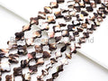 Natural Mother of Pearl beads, 8/10/12/15/18mm Brown Plated Mother of Pearl Four-leaf clover Beads strand, 16inch full strand, SKU#T40