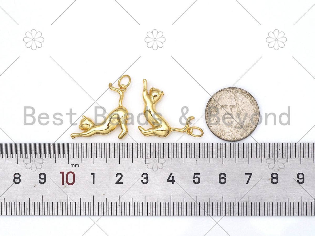 High Polished Cute Cat Shape Pendant/Charm, 18K Gold Filled Cat Charm, Necklace Bracelet Charm Pendant, 23x21mm,Sku#Z1386