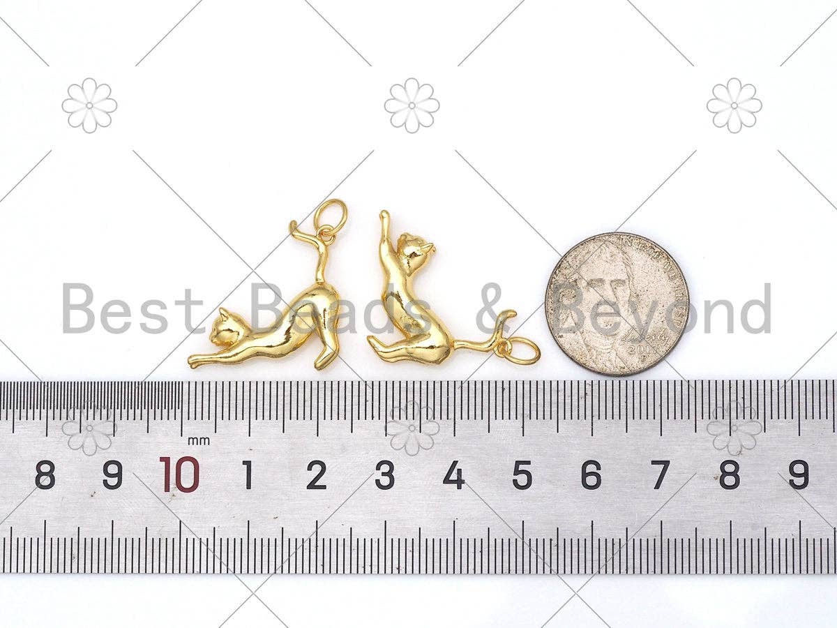 High Polished Cute Cat Shape Pendant/Charm, 18K Gold Filled Cat Charm, Necklace Bracelet Charm Pendant, 23x21mm,Sku#Z1386