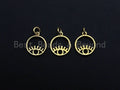 Evil Eye On Round Ring Pendant, Frame Ring Evil Eye Pendant, 24K Gold Tone, 12x15mm, Sku#Z762