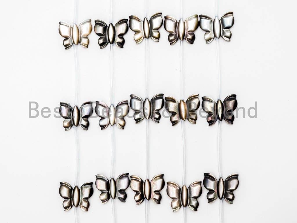1/10pcs, Natural Mother of Pearl beads, 16x20mm Black and White Carved Pearl Butterfly Beads Strand,SKU#T105