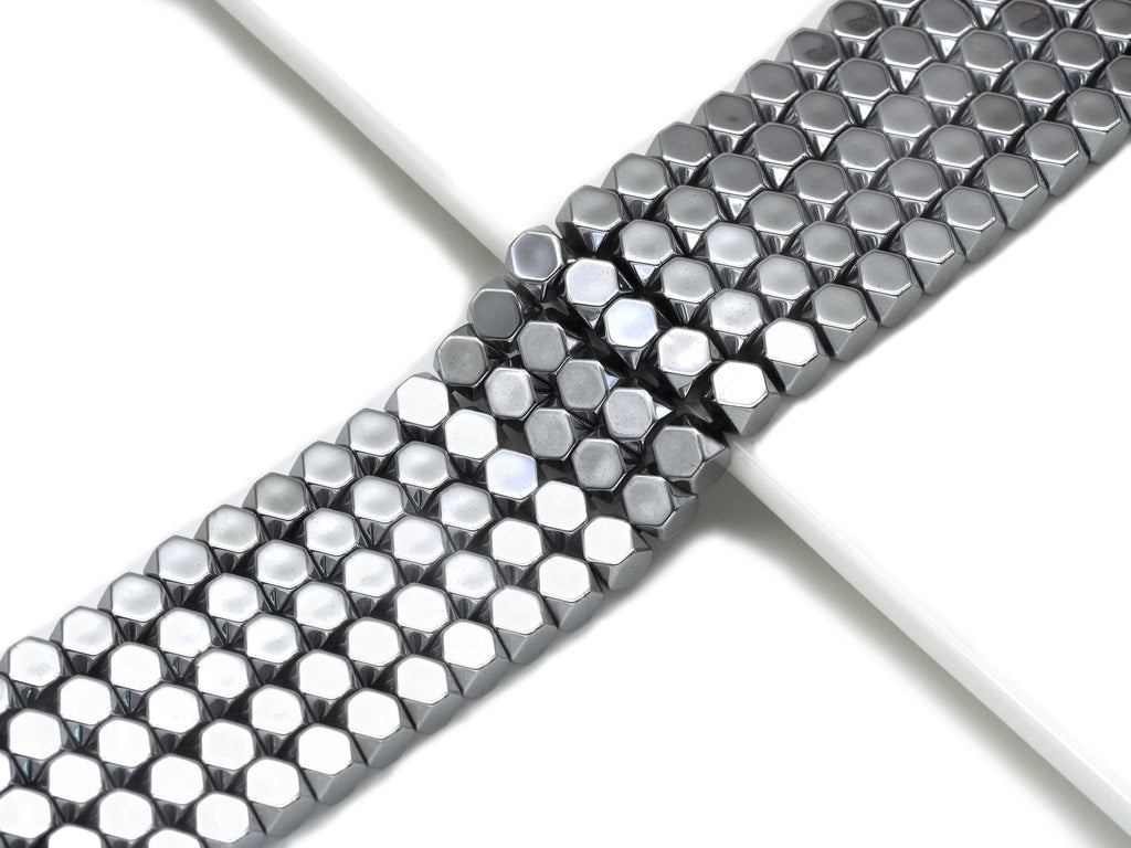 Natural Gunmetal Hematite Cube Smooth Beads, Sku#S143