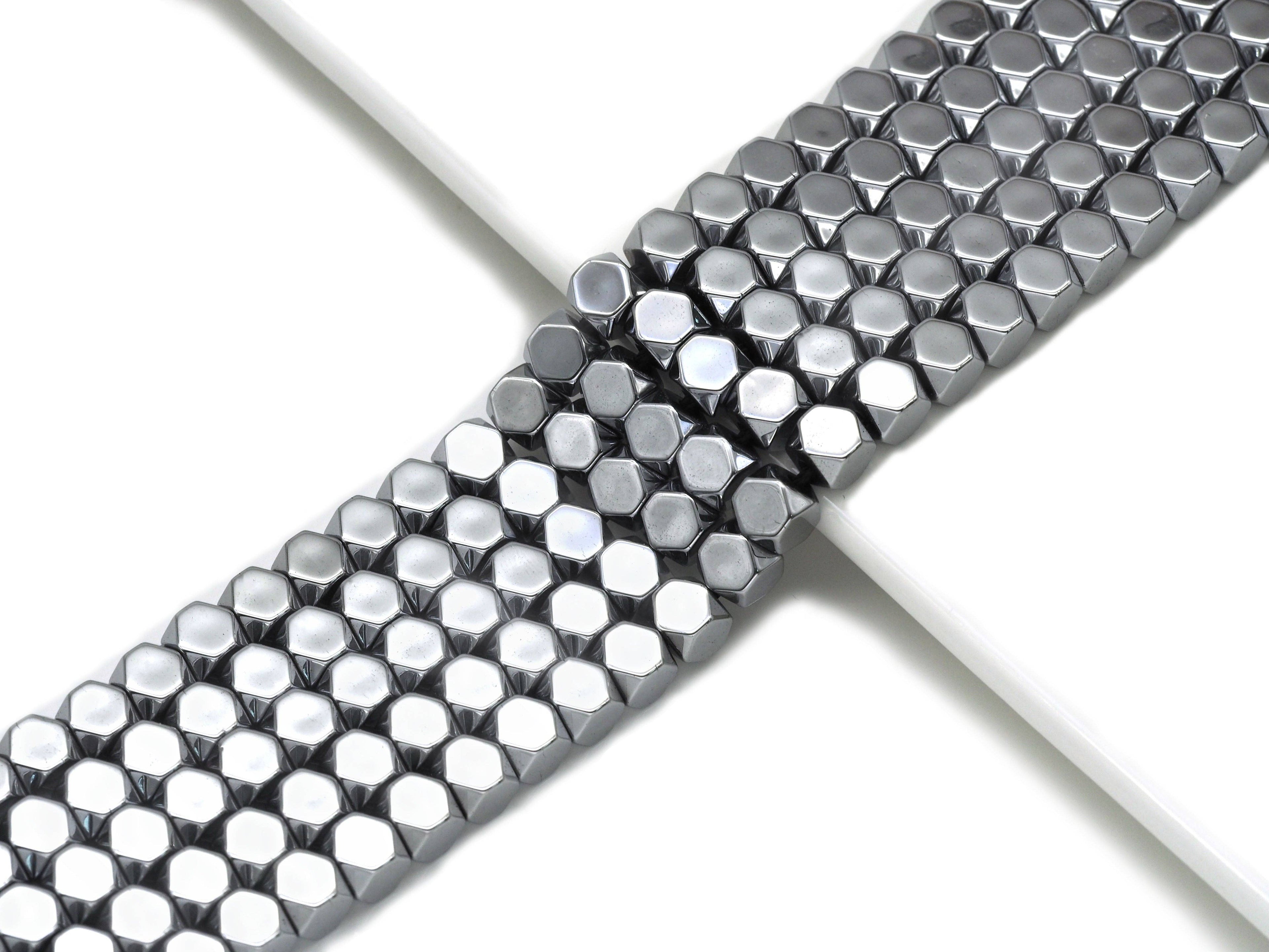 Natural Gunmetal Hematite Cube Smooth Beads, Sku#S143