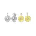 Gold Silver White Pearl Radical Disc Stud Earrings, Sku#LX742