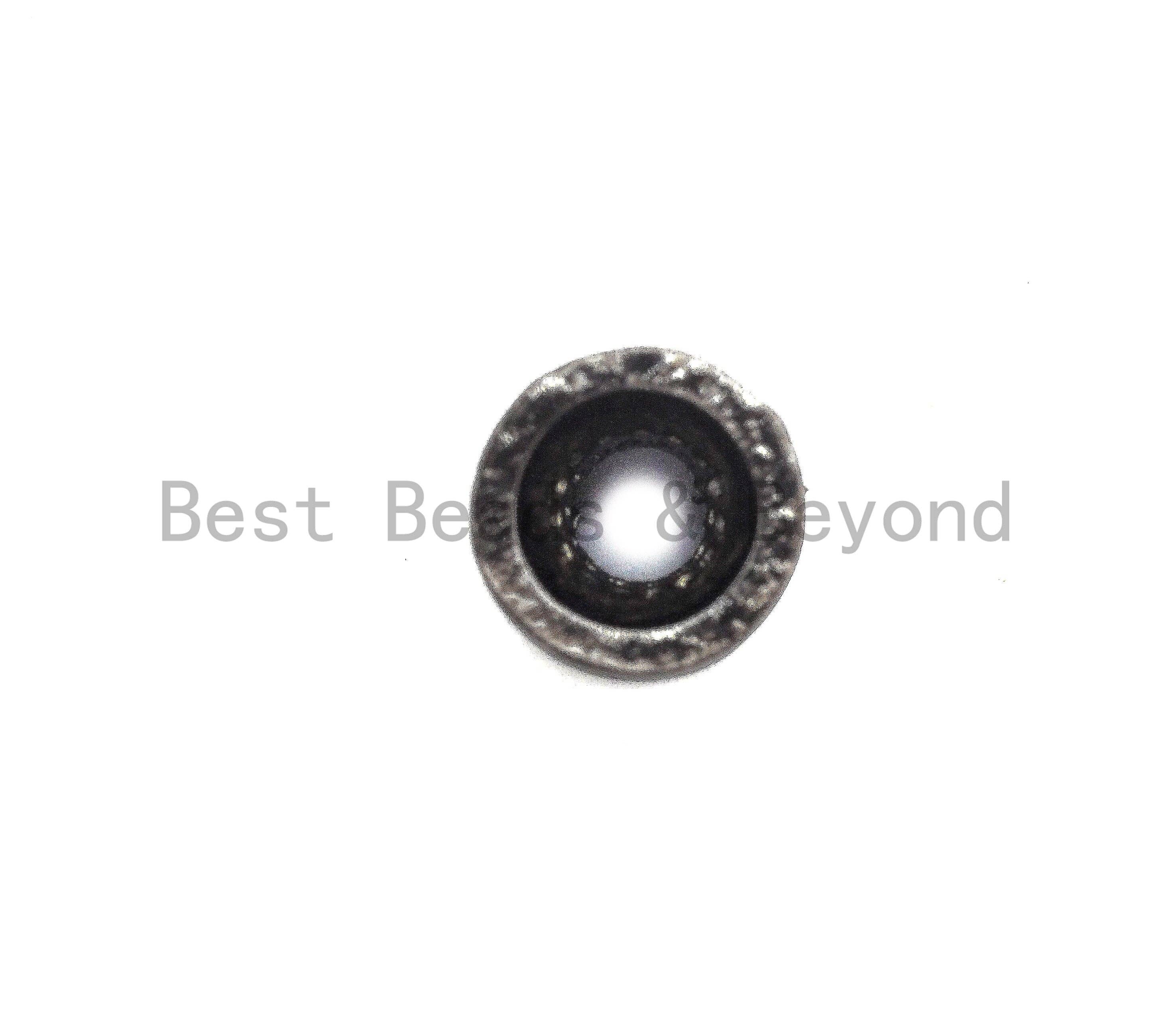 Black CZ Pave On Black Hourglass Spacer Beads, Big Large Hole beads , Cubic Zirconia Drum Barrel Space Beads, 10x8mm, SKU#C90
