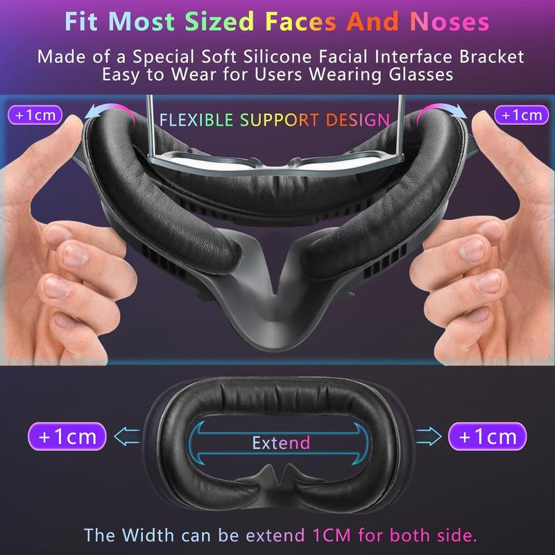 Face Pad & Face Cover Cushion Replacement Compatible with Oculus/Meta Quest 2 -VR Accessories Facial Interface Bracket Foam Soft Silicone & Comfortable Leather Sweat-Proof Anti-Leakage Nose Pad Headset Waterproof Handheld Protection Protective