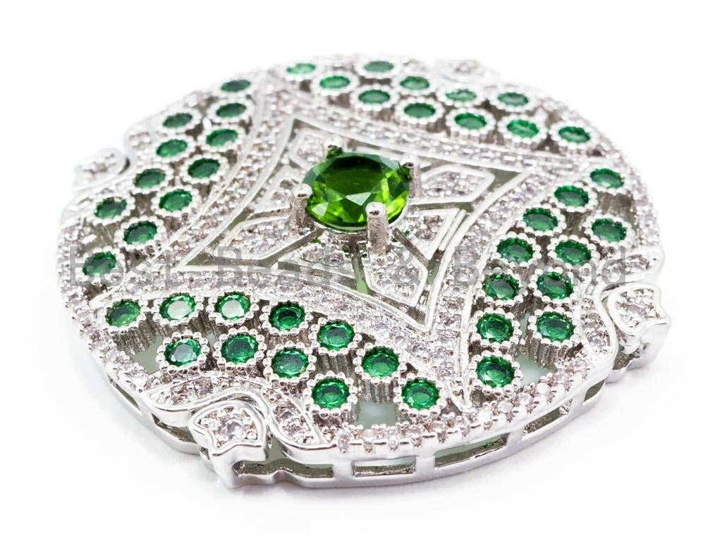 CZ Micro Pave 34mm Large Flower Disc, SKU#L199