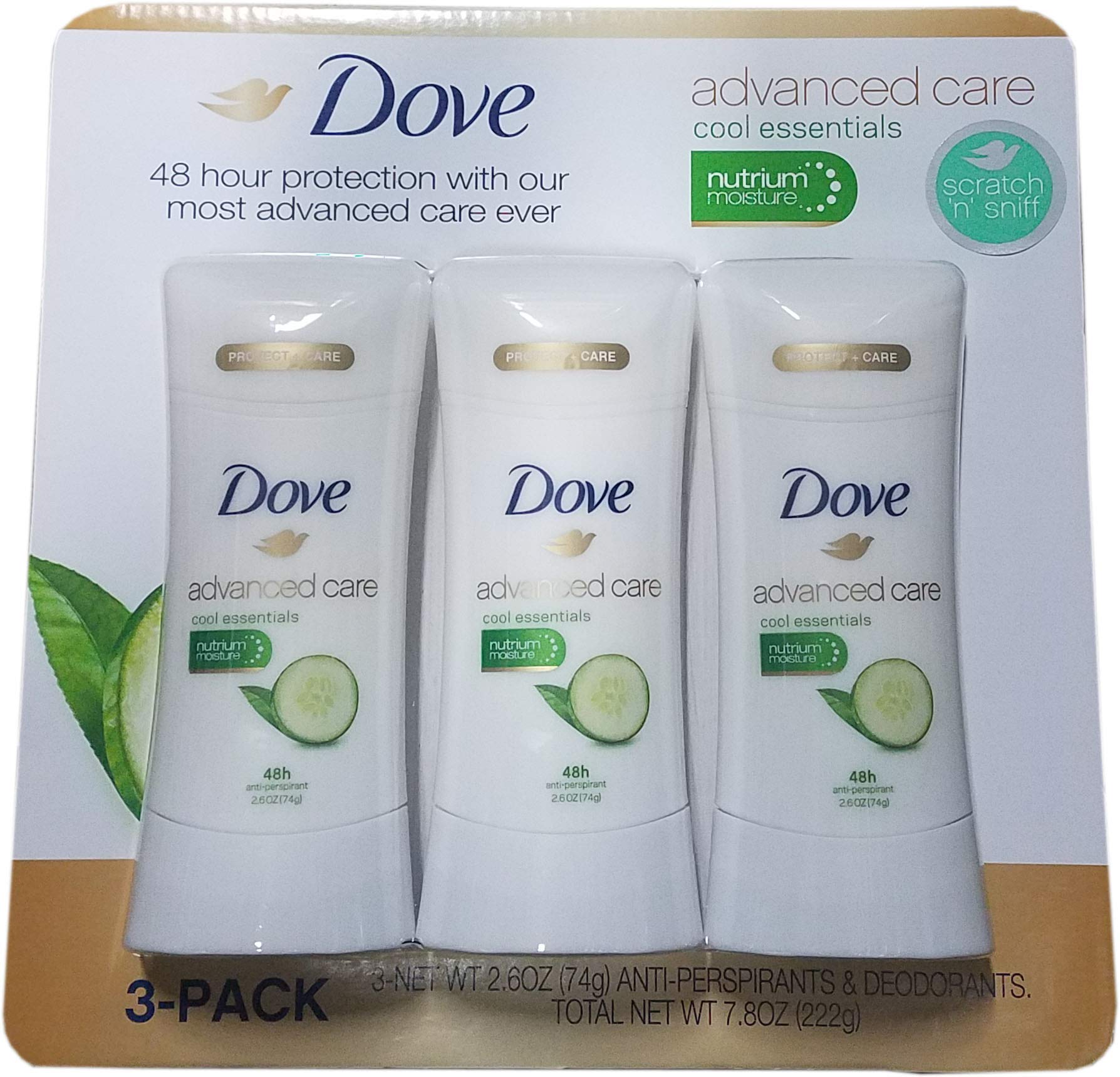 Dove Advanced Care Cool Essentials Antisudorifique 74 g (Paquet de 3)
