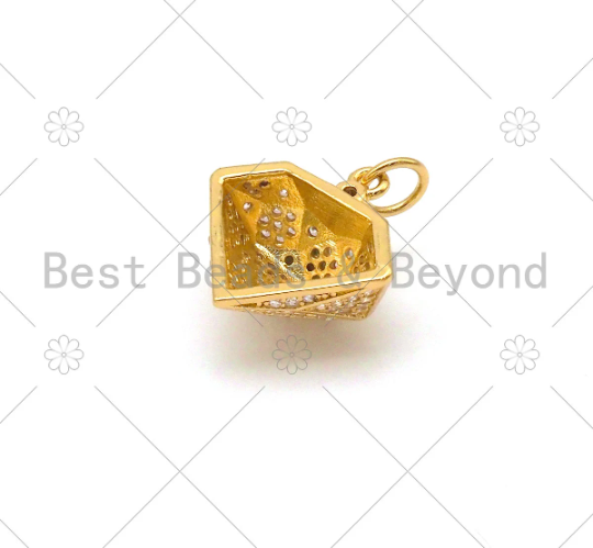 CZ Micro Pave Diamond Shape Pendant/Charm, 18K Gold Filled Diamond Charm, Necklace Bracelet Charm Pendant, 16x15mm,Sku#Y484