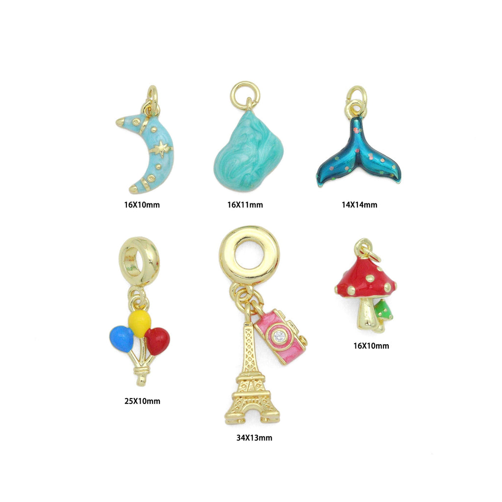 Moon Balloon Eiffel Tower Camera Mushroom Charm sku#LD735