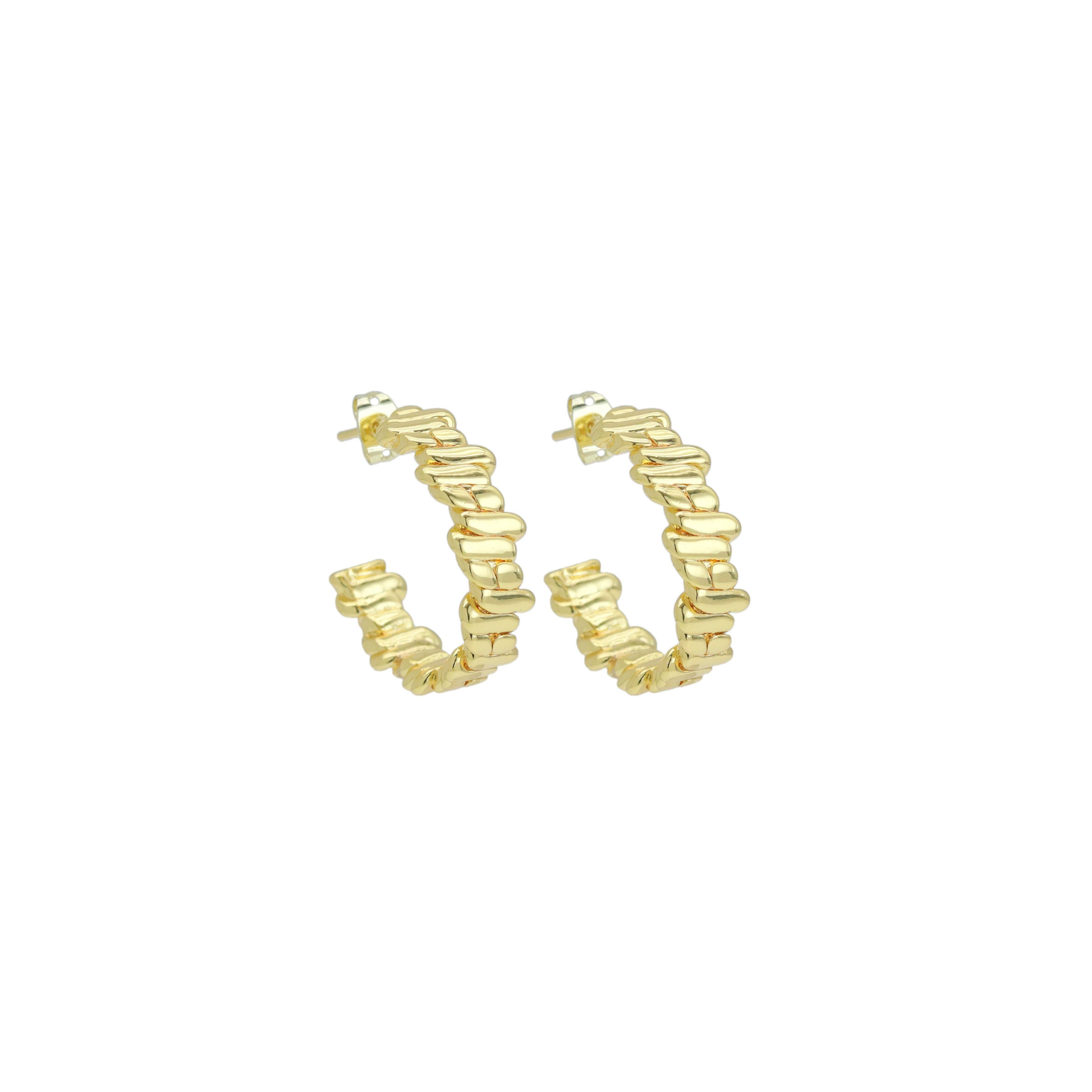 Wave rectangle bar hoop Earrings, Sku#LX678