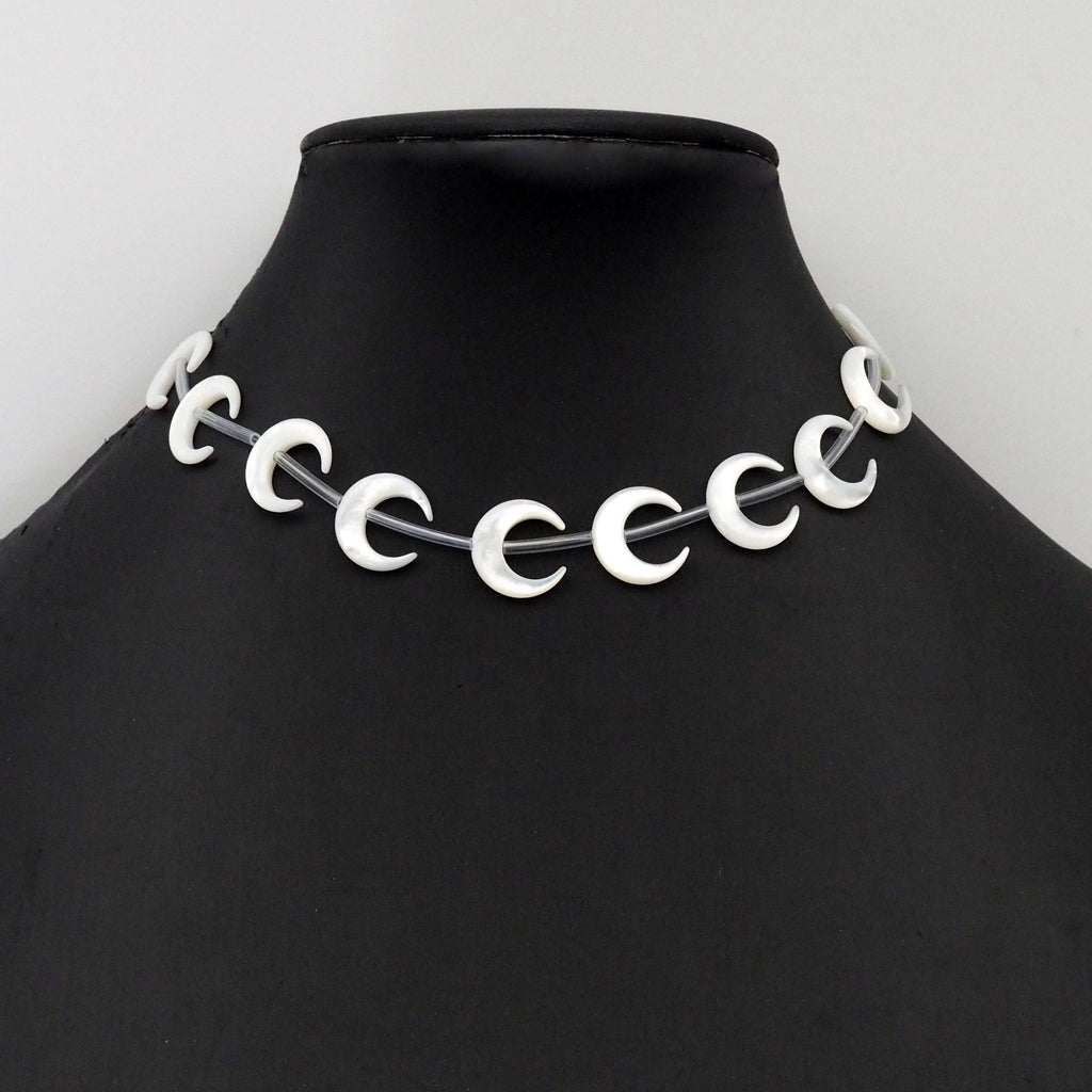 Half Moon White Mothe of Pearl Beads, Sku#T169