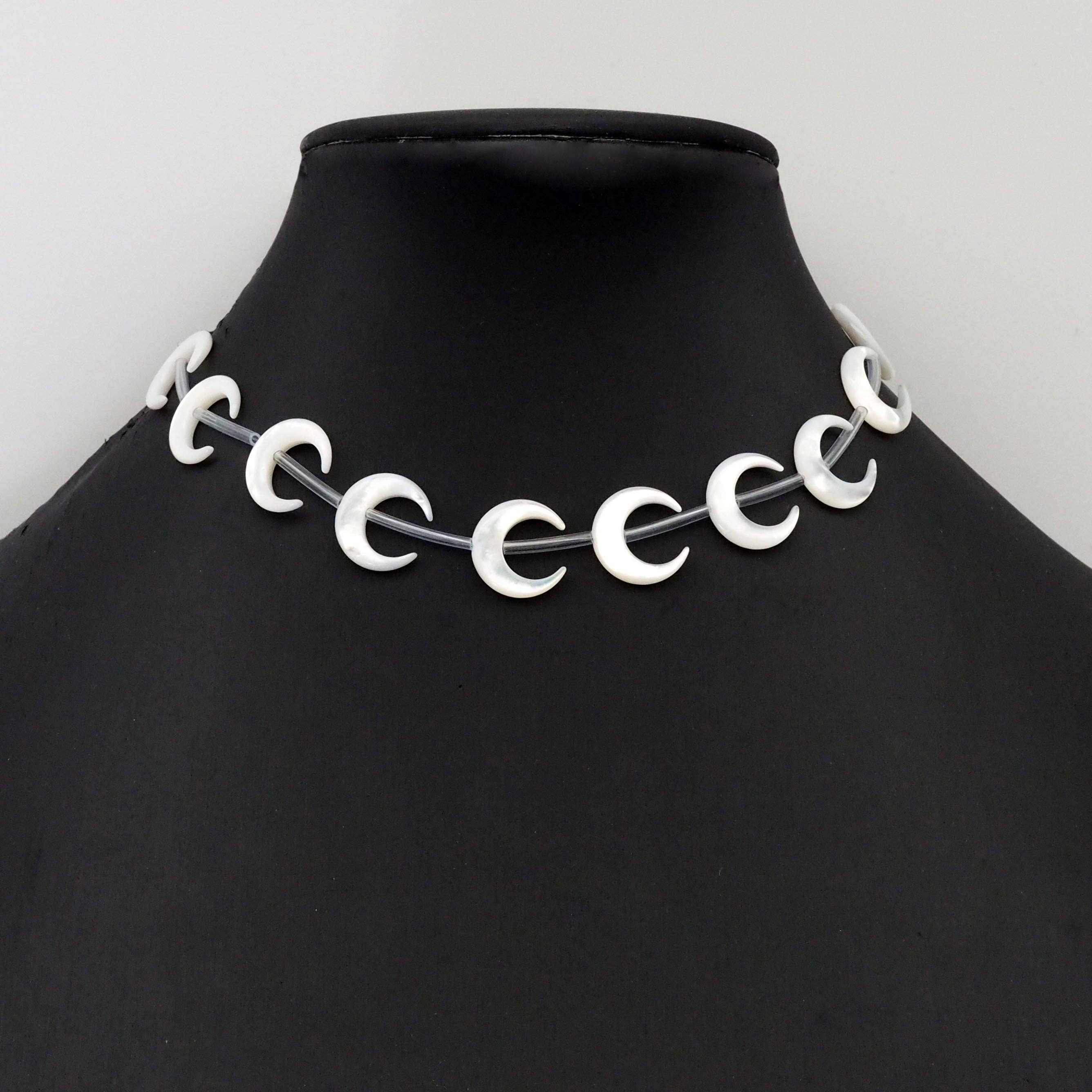 Half Moon White Mothe of Pearl Beads, Sku#T169