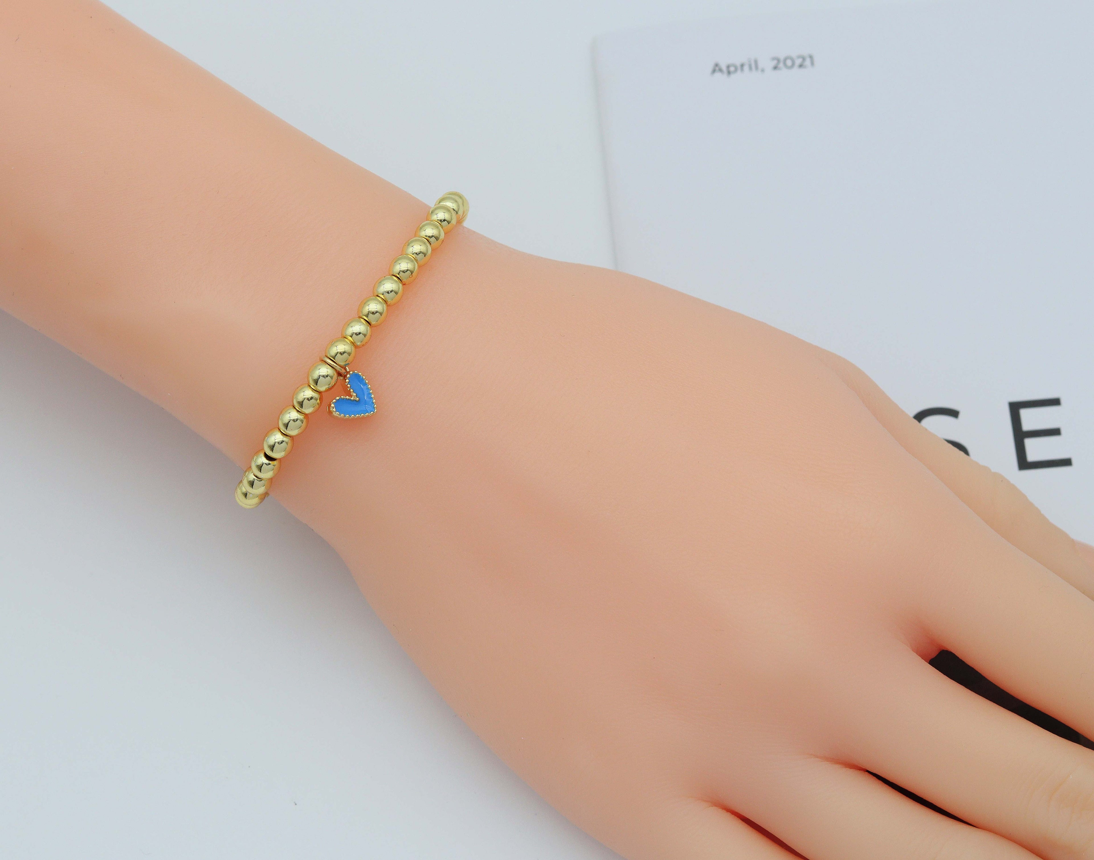 Pull Tie Style Gold hematite 4mm Bracelet with Tiny heart, sku#EF160
