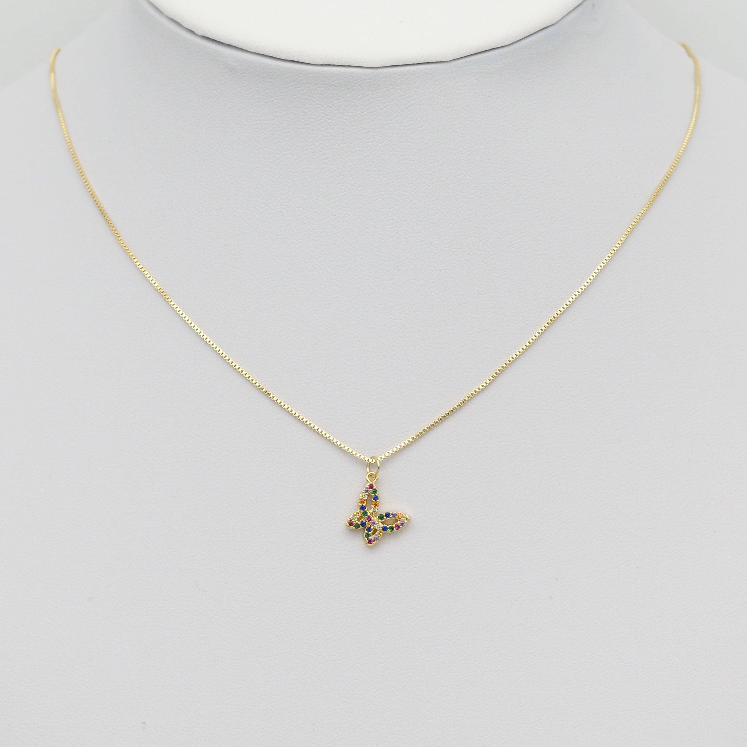 Colorful CZ Gold Butterly Charm, Sku#Y875