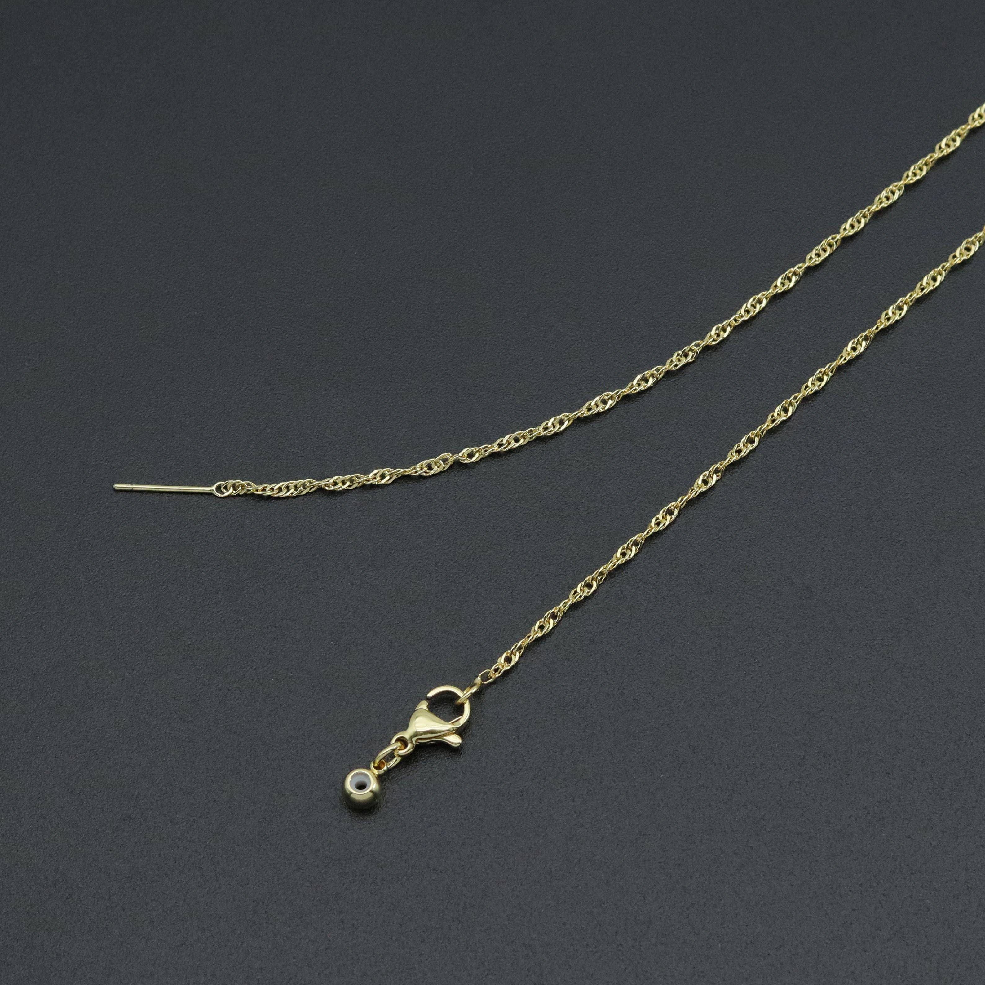 Gold Silver Twisted Waveline Chain Adjustable Necklace, Sku#LD630
