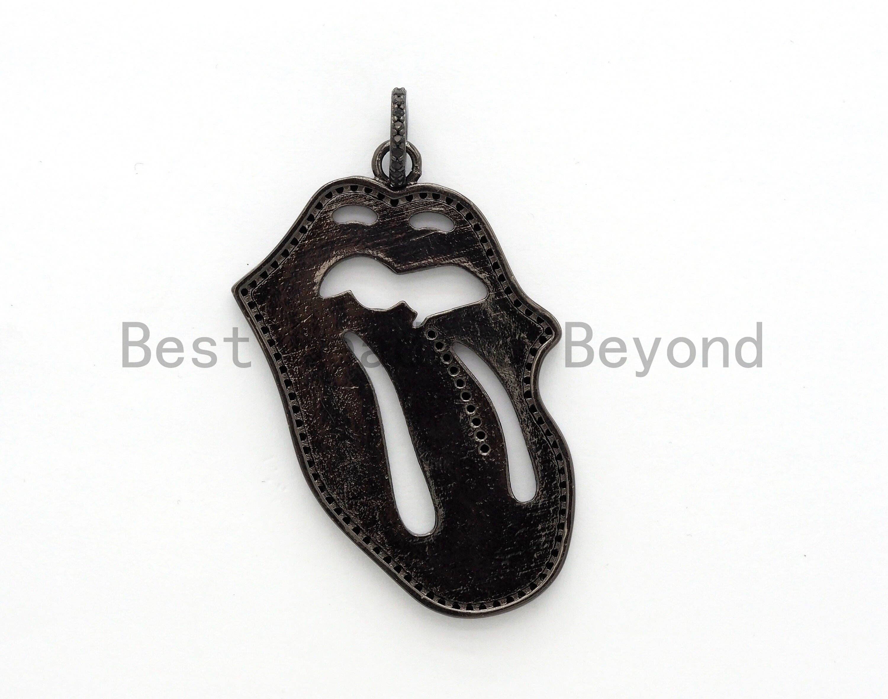 LARGE NEW Enamel Colorful Mick Jagger Rolling Tongue Pendant,CZ Micro Pave Tongue pendant,Enamel pendant,Enamel Jewelry, 32x47mm, #F583