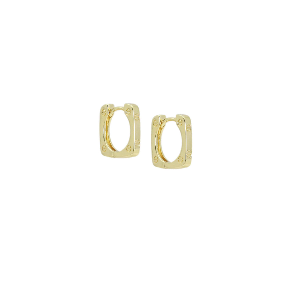 Gold Square Frame Huggie Earrings, Sku#ZX177