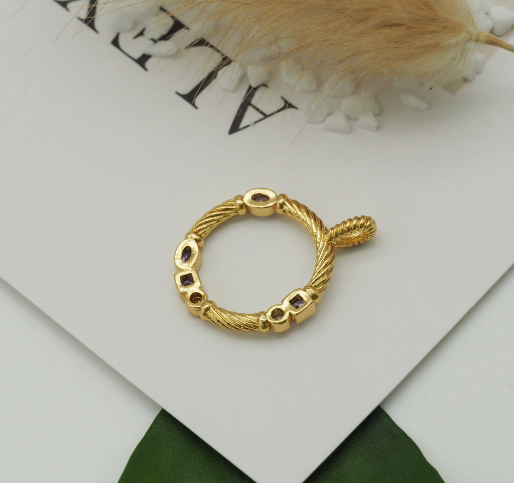 CZ Round Ring Charm, Sku#FH194