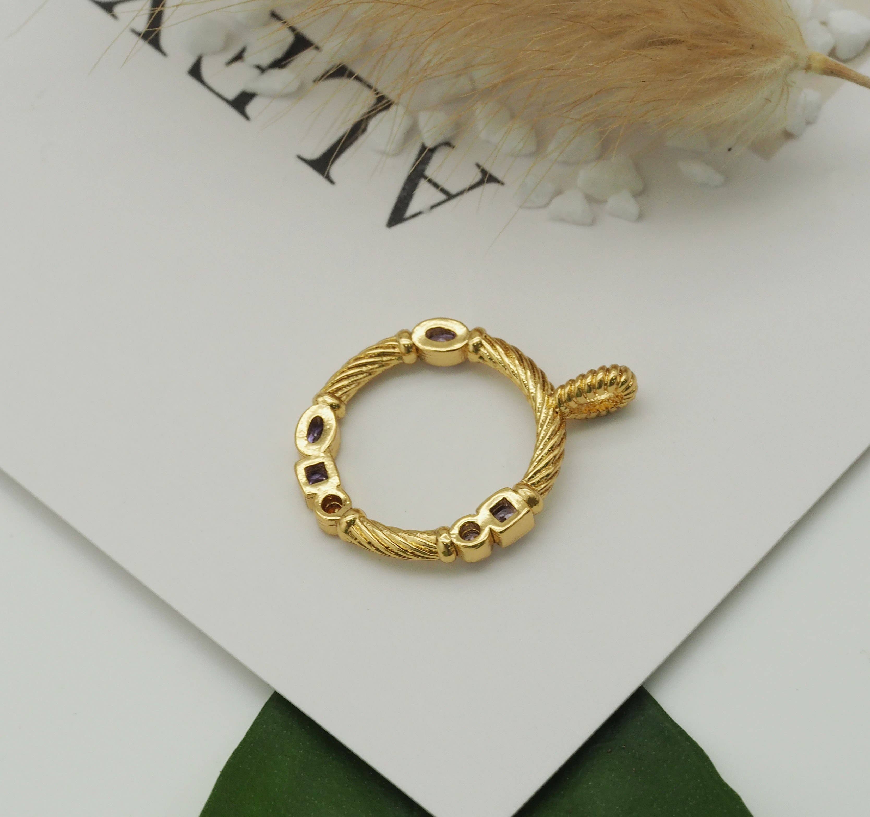 CZ Round Ring Charm, Sku#FH194