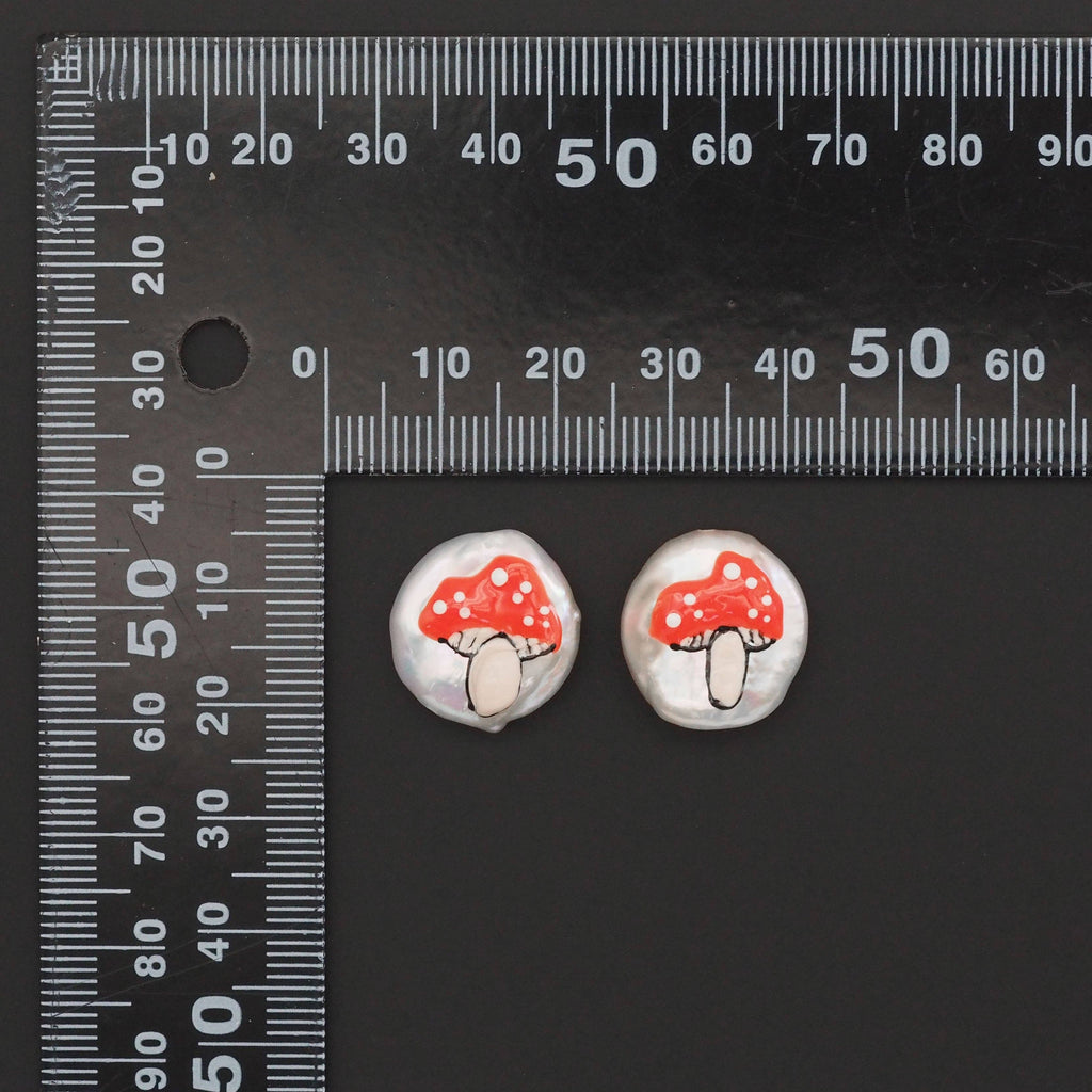 Red Mushroom On White Pearl Pendant/Spacer beads, Sku#Y890