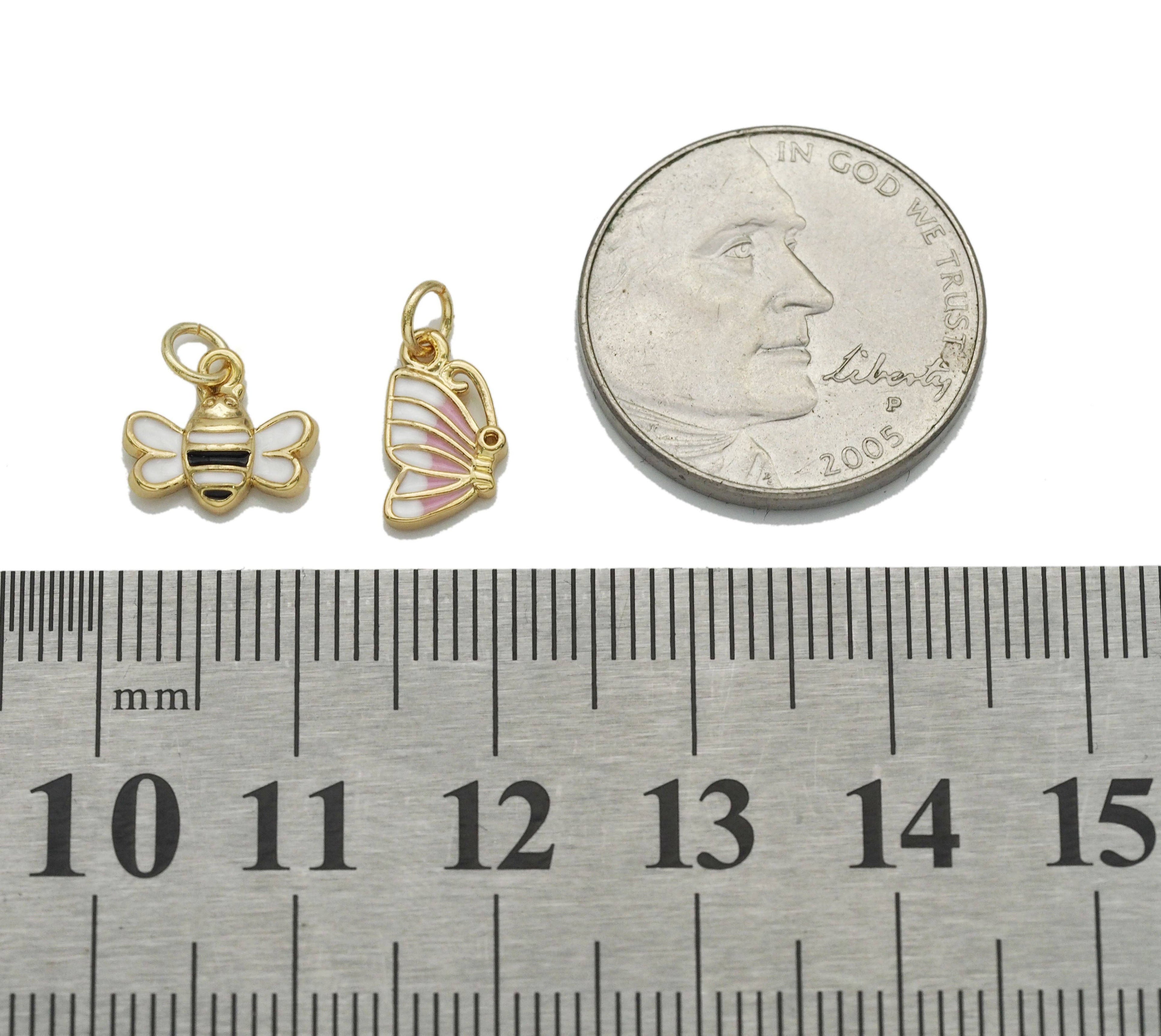 Tiny Enamel Enamel Bee Butterfly Charm, Sku#Y758