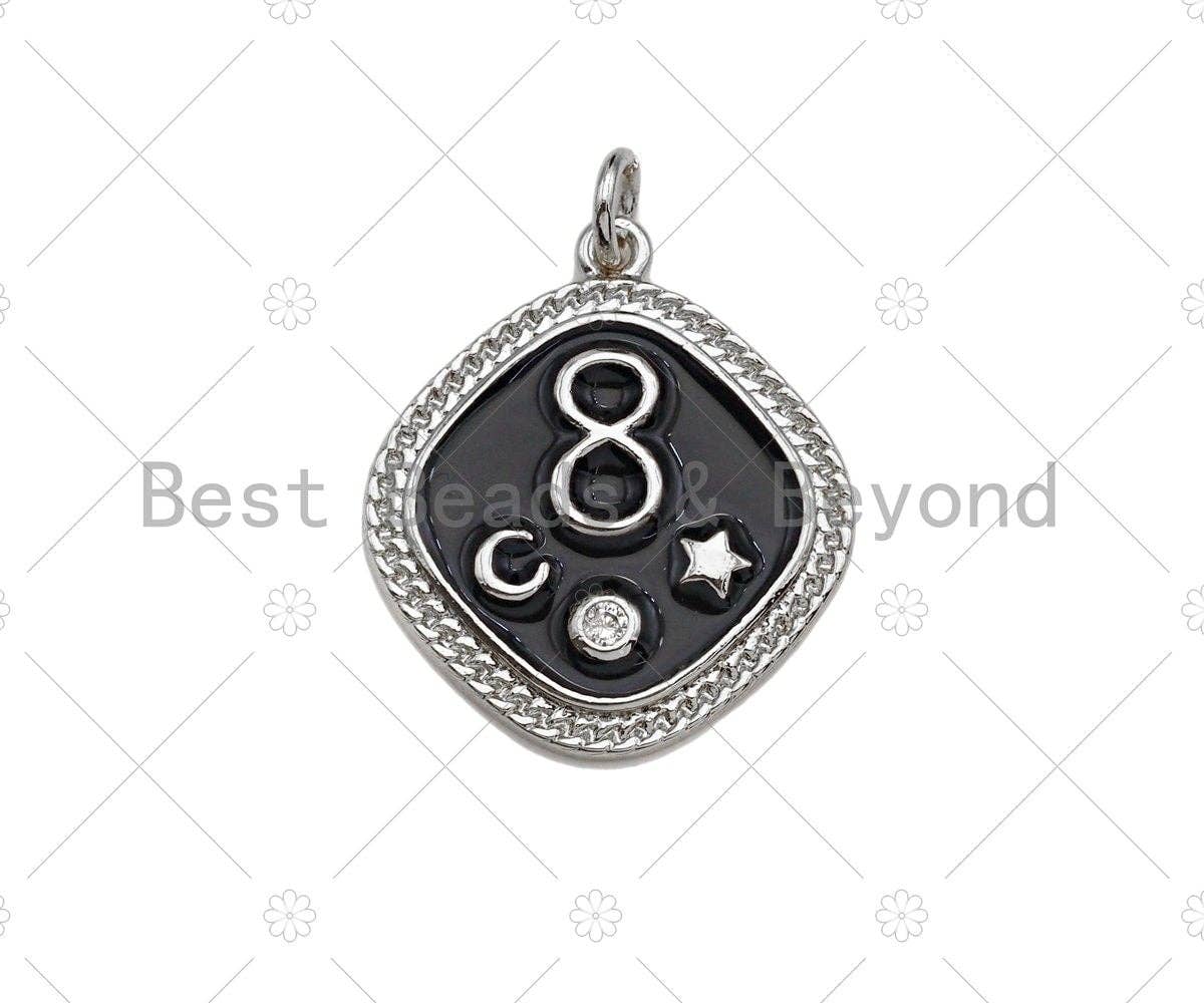 Colorful Enamel Pave Infinity Moon Star On Rhombus Pendant, Gold Enamel Rhombus Pendant, Pave Enamel Jewelry Findings,20x23mm,Sku#L440