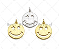 Dainty Gold/Silver Smiley Cute Face Shape Pendant/Charm, Smiley Face Medallion Charm,Necklace Bracelet Charm Pendant,20x18mm, Sku#LK241