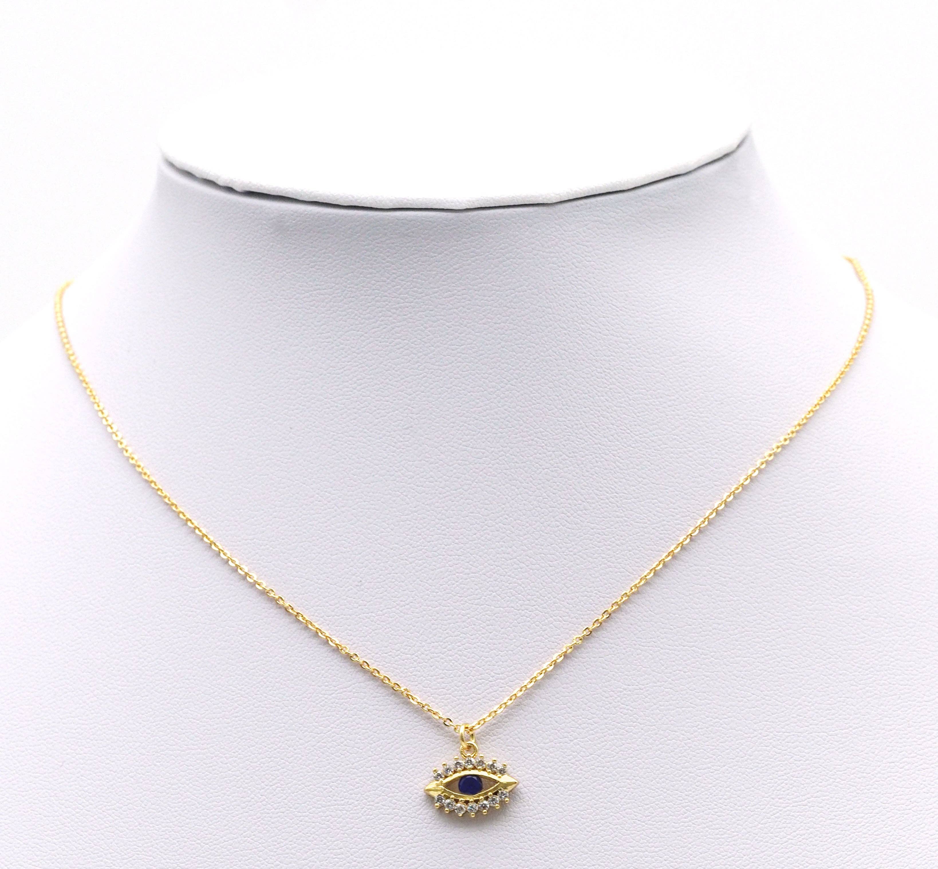 Gold Cobalt Blue CZ Evil Eye Charm, Sku#LX95