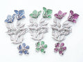 Large CZ Pave Cobalt/Green/Fuchsia Flower Pendant, sku#L170
