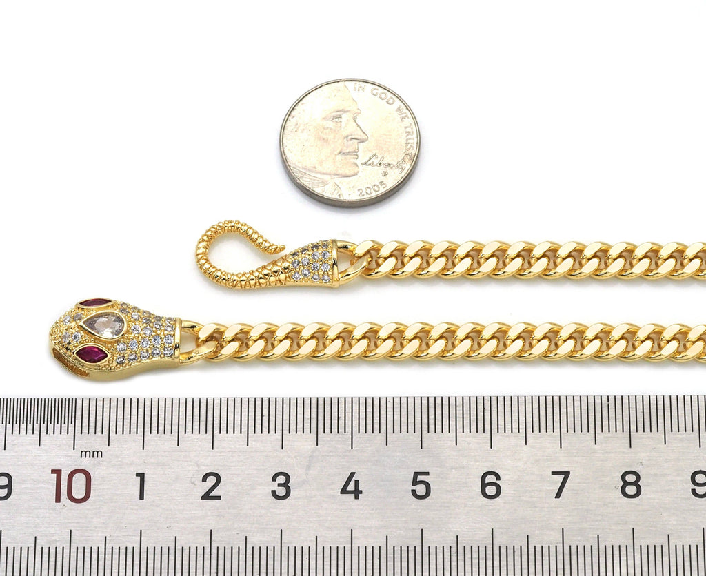 CZ Snake Clasp Chain Bracelet, Sku#JL166