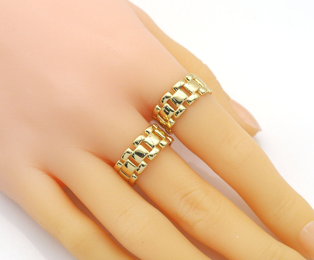 Gold Chain Link Adjustable Ring, Sku#LX188