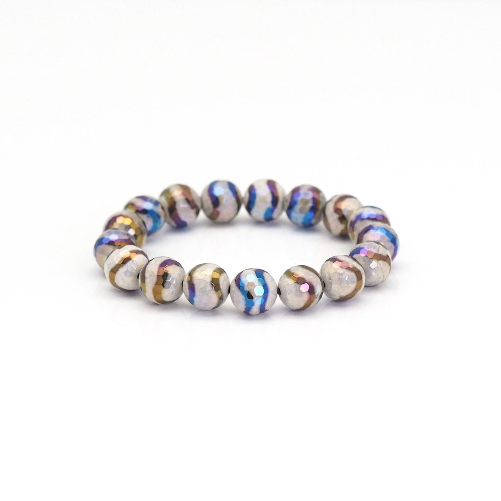 AB Mystic Tibetan Agate Stretchy Bracelet, Sku#EF427