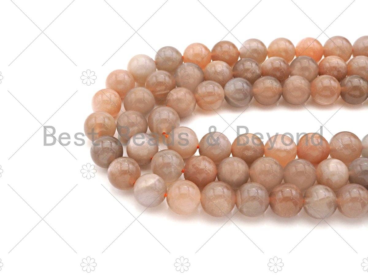 Quality Natural Peach Moonstone Round Faceted/Smooth Beads, U1076