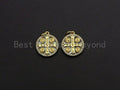 18K Gold CZ Micro Pave Saint Bendict Benito Pendant Charm, z851