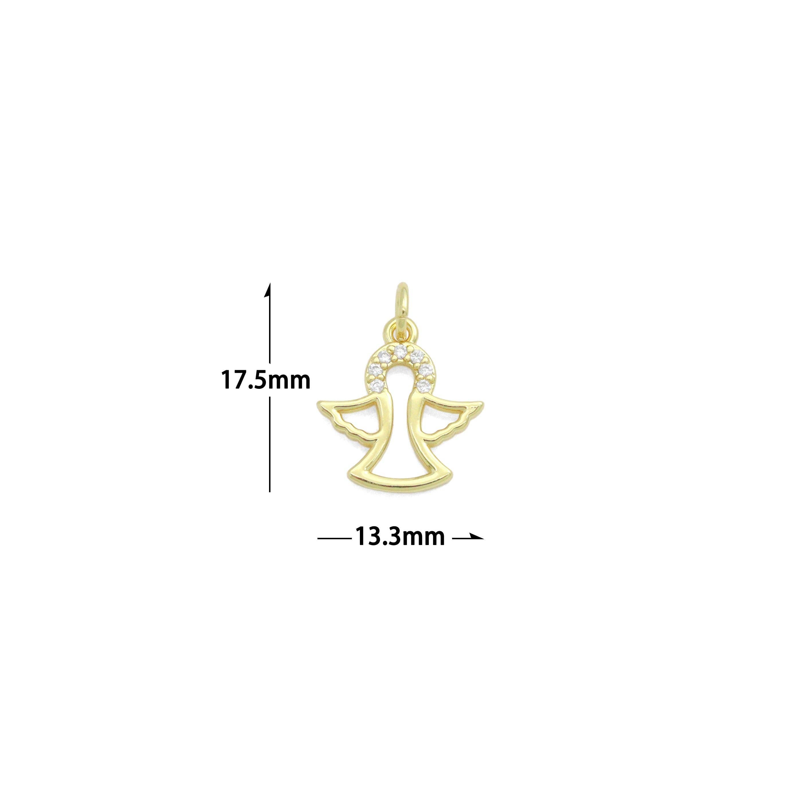 Clear CZ Gold Angel Charm Pendant,Sku#LD727
