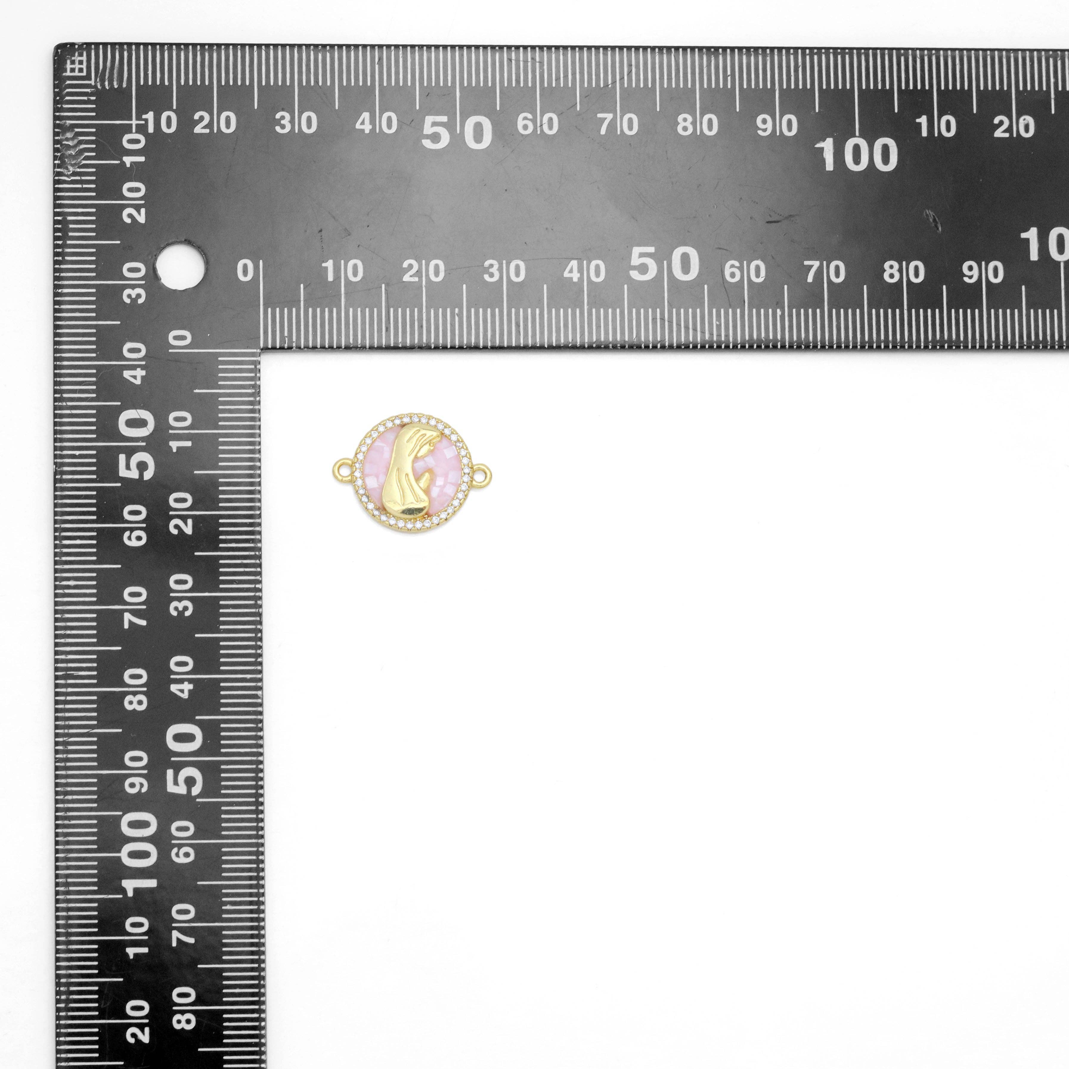 White Pink Mother of Pearl Virgin Mary with Prayer Hand Charm Pendant, Sku#WL13