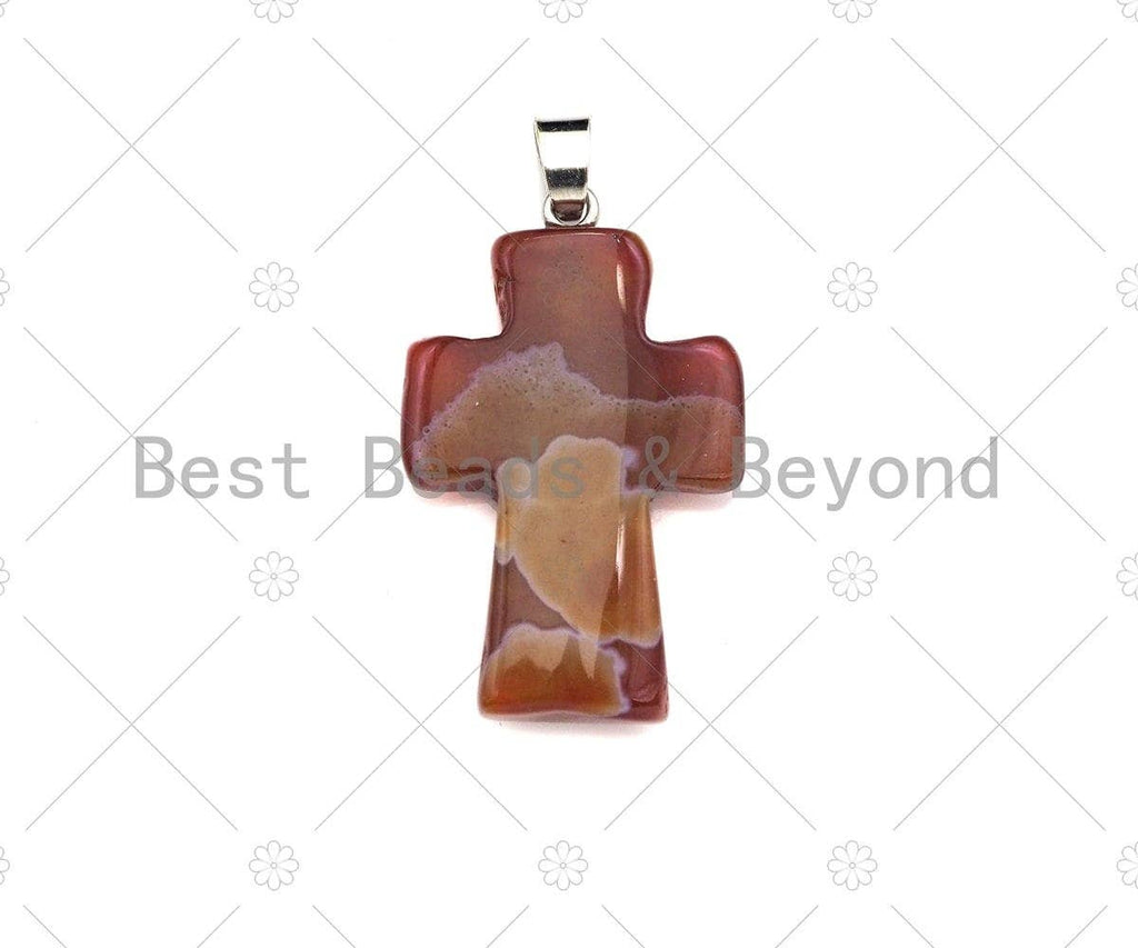 High Quality Natural Black White/Dark Red Agate Cross Pendant, Necklace Agate Pendant,22x32mm,Sku#YK23