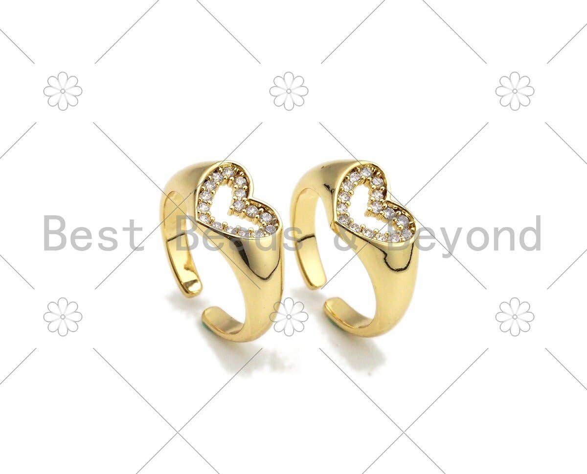 CZ Heart Shape Adjustable Ring, Sku#X256