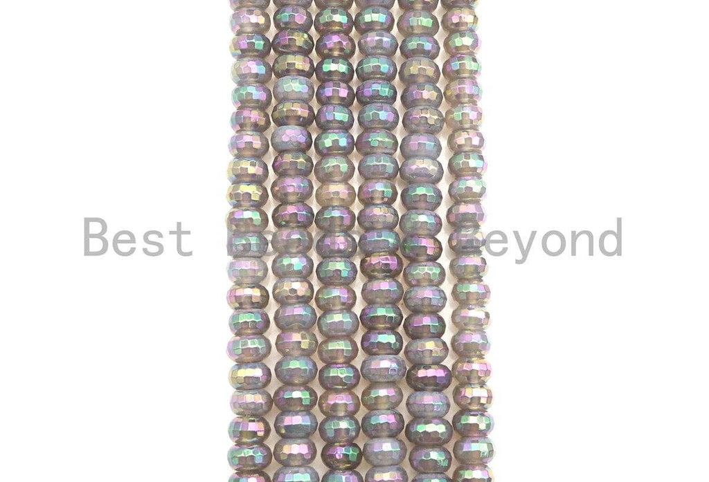 Mystic Plated Rainbow Agate Rondelle Shape Beads, 4x6mm/5x8mm/6x10mm Rondelle Agate Beads, 15.5" Full Strand, sku#UA41