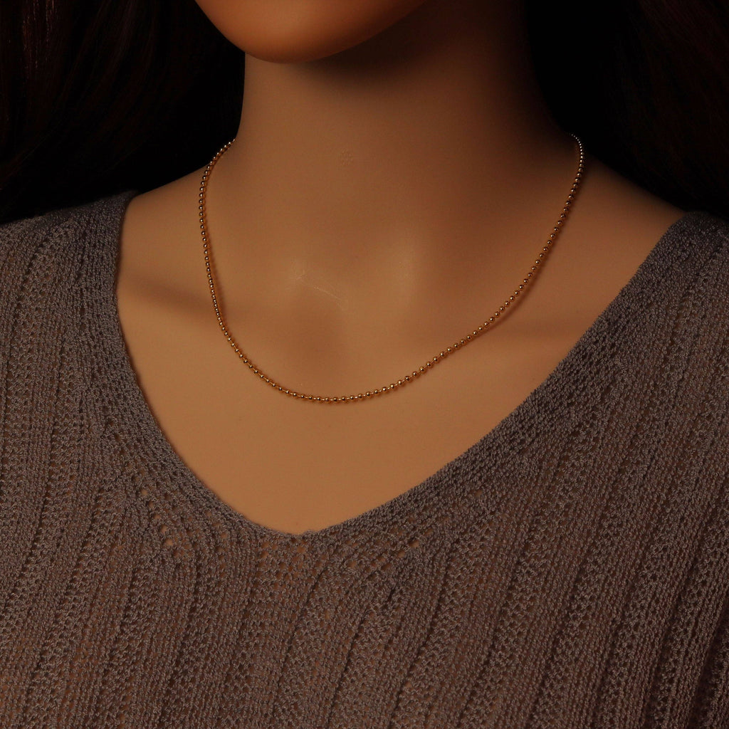 Gold Silver Dainty Ball Chain Necklace, Sku#LX452/FH151