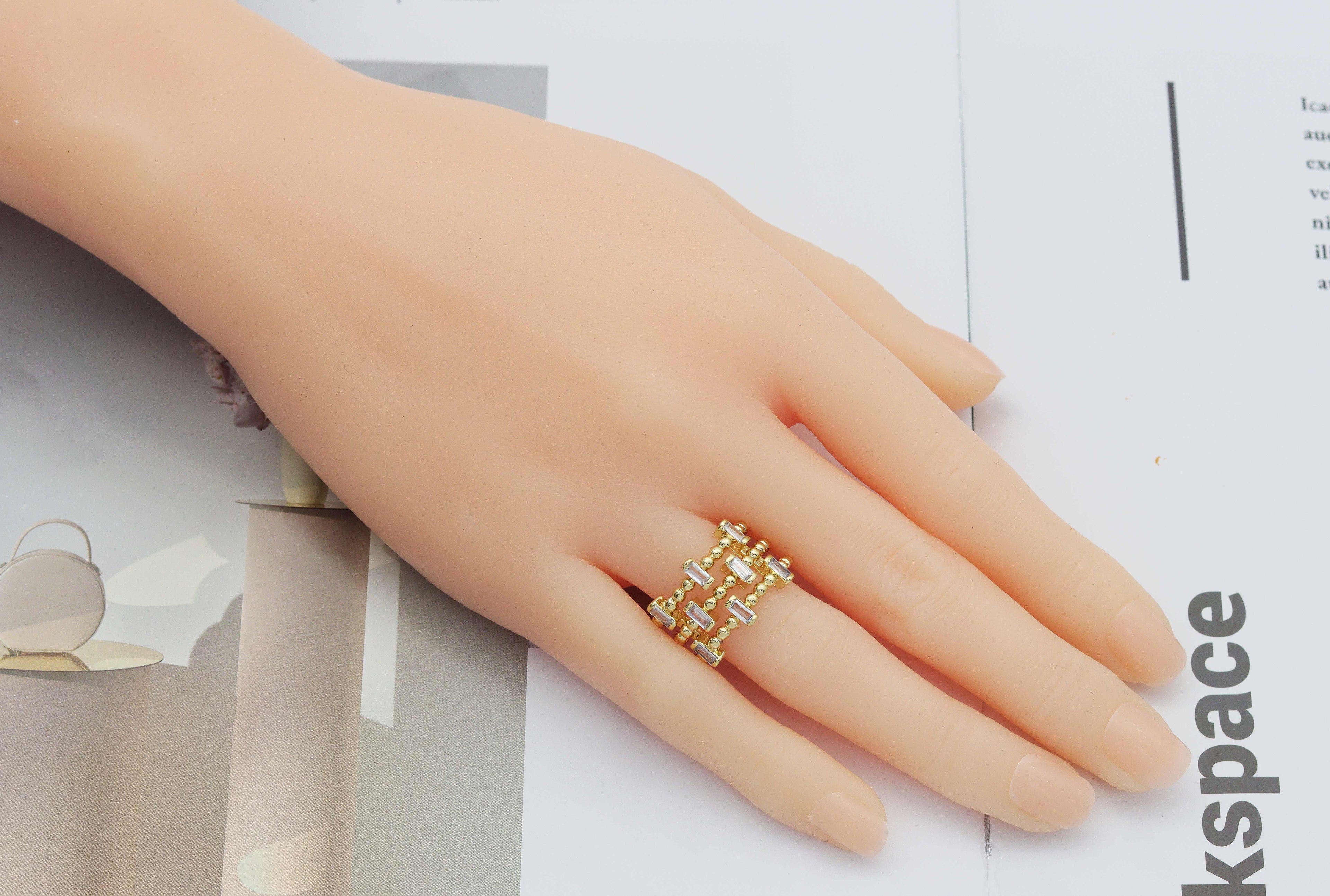 CZ Triple Wrap Adjustable Ring, Sku#LD226C