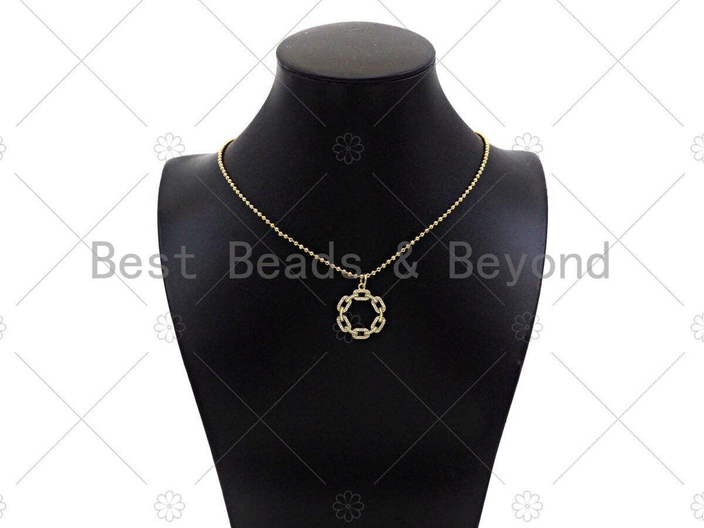 Gold Filled CZ Micro Pave Oval Link Round Pendant, 18K Gold Filled Charm, Necklace Bracelet Charm Pendant,22x25mm,Sku#LD122