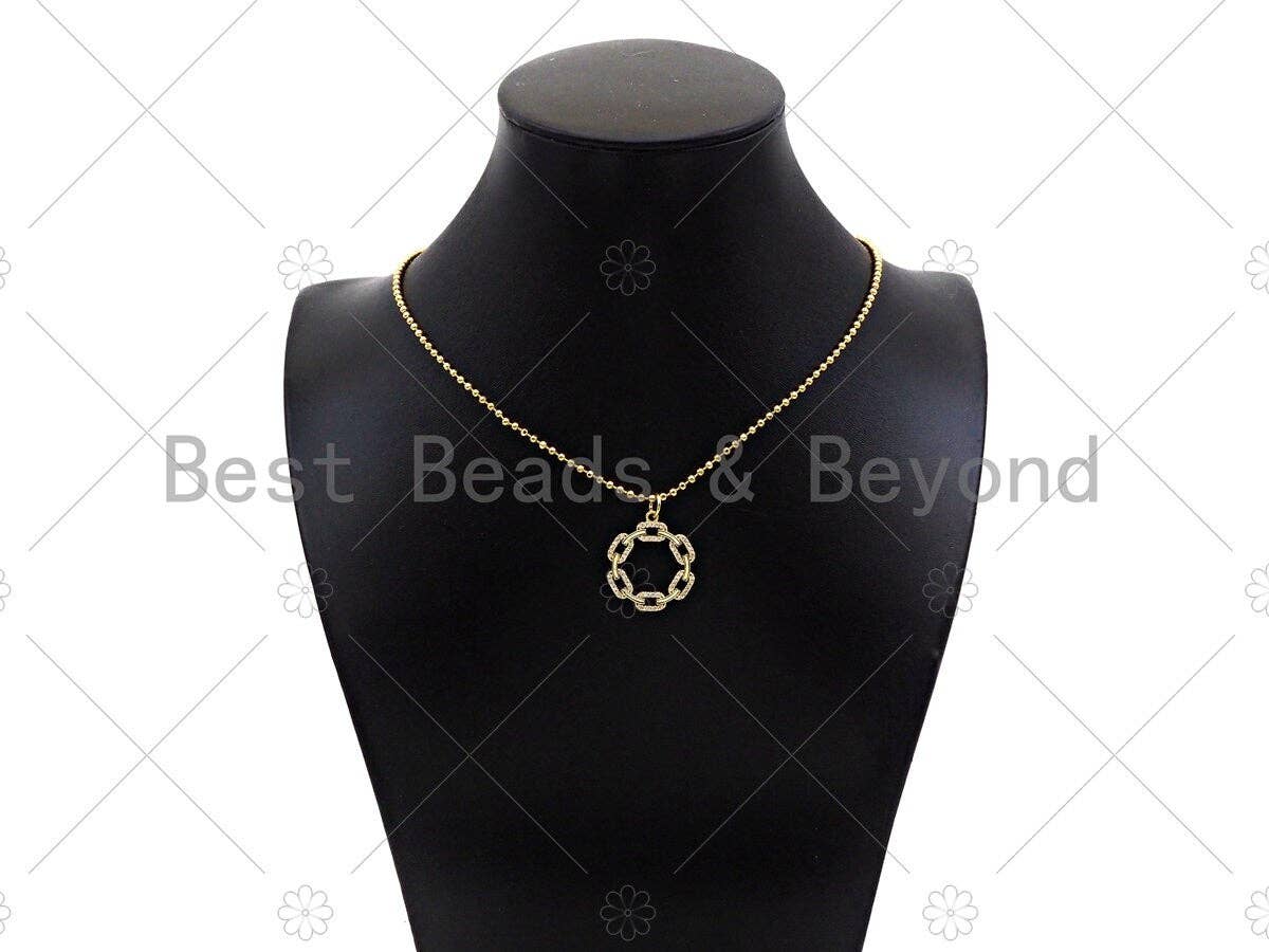 Gold Filled CZ Micro Pave Oval Link Round Pendant, 18K Gold Filled Charm, Necklace Bracelet Charm Pendant,22x25mm,Sku#LD122