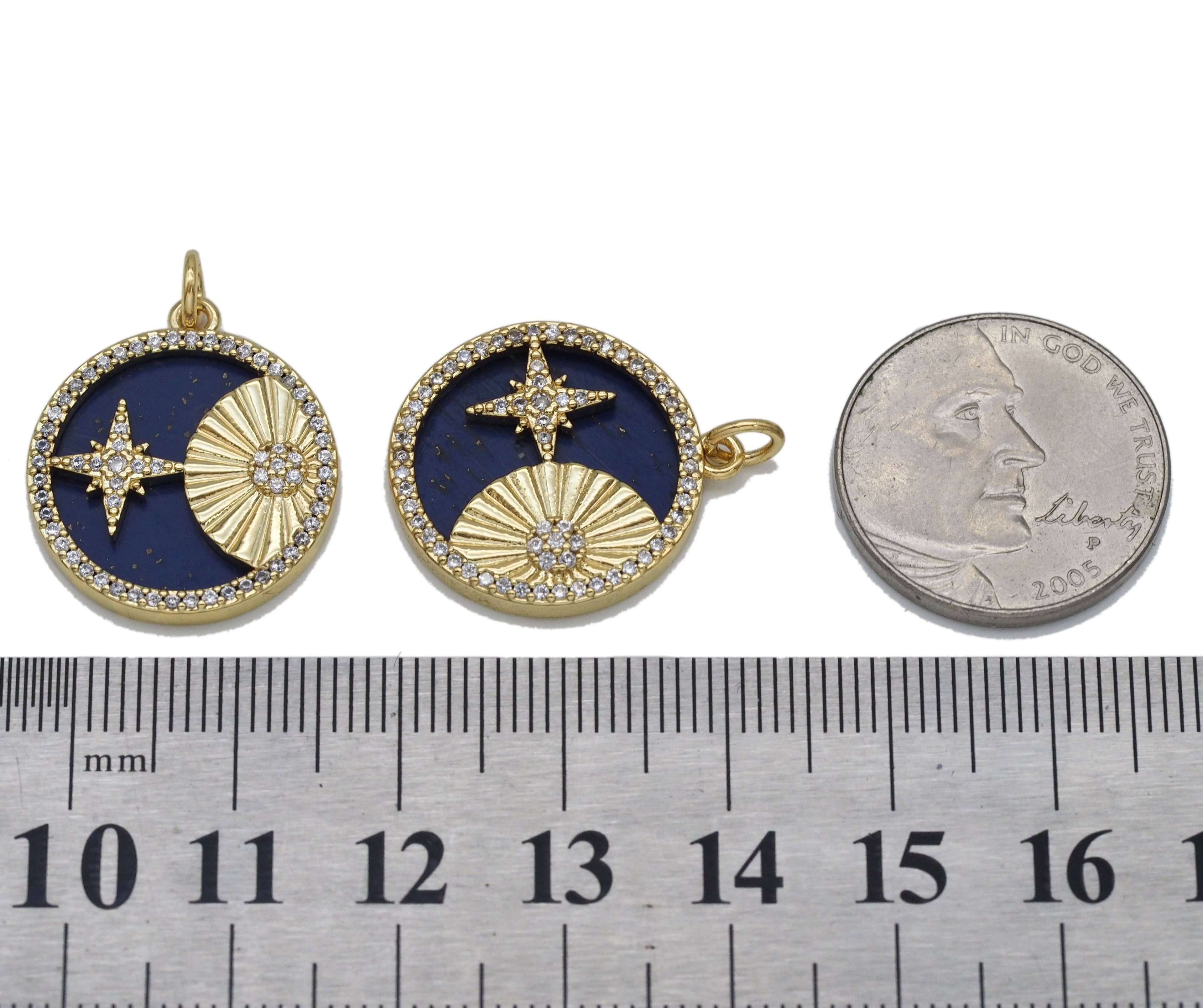 Gold North Star Moon on Lapis Charm, Sku#L706