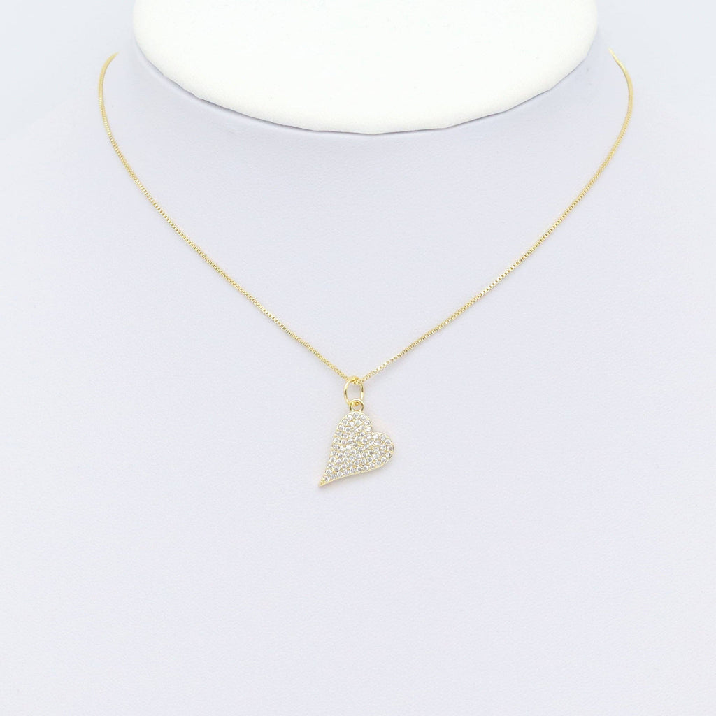 Gold Clear CZ Heart Shape Charm, Sku#LX457