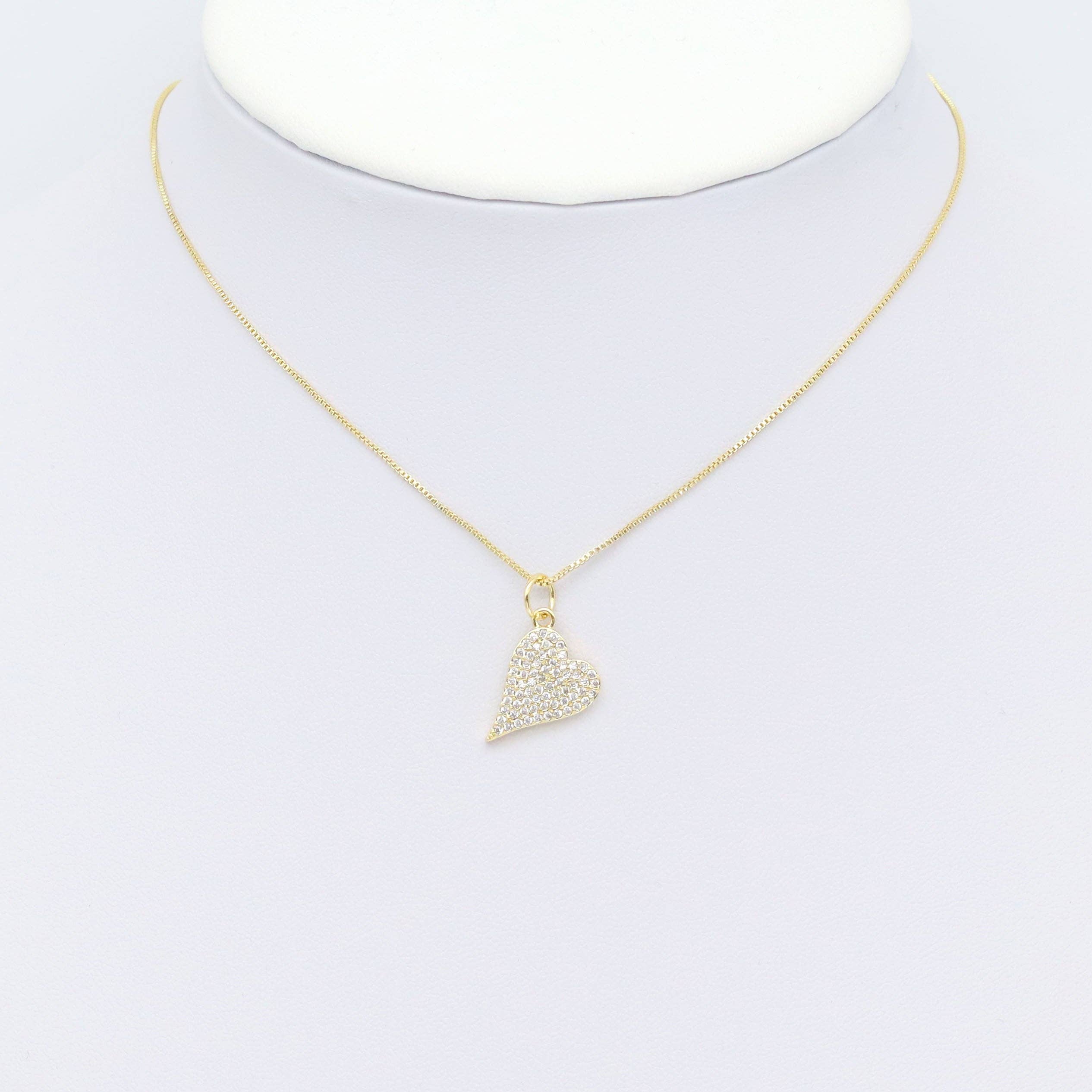 Gold Clear CZ Heart Shape Charm, Sku#LX457
