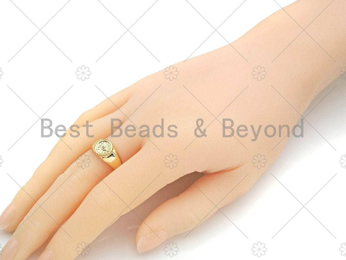 Gold Evil Eye Signet Adjustable Ring, Sku#X183