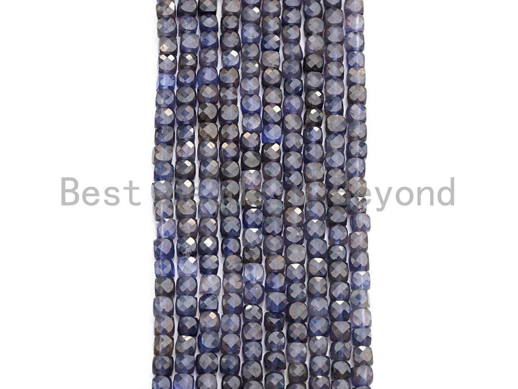 High Quality Natural Lolite Beads, 4mm Faceted Cube Lolite Beads, 16" Full Strand, Sku#U769